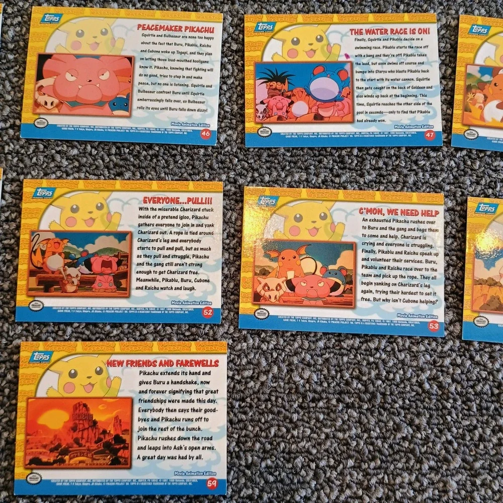 13pc Topps Pokemon Pikachus Vacation Movie Animation Edition Card Lot 1999 Blue - Picture 7 of 9